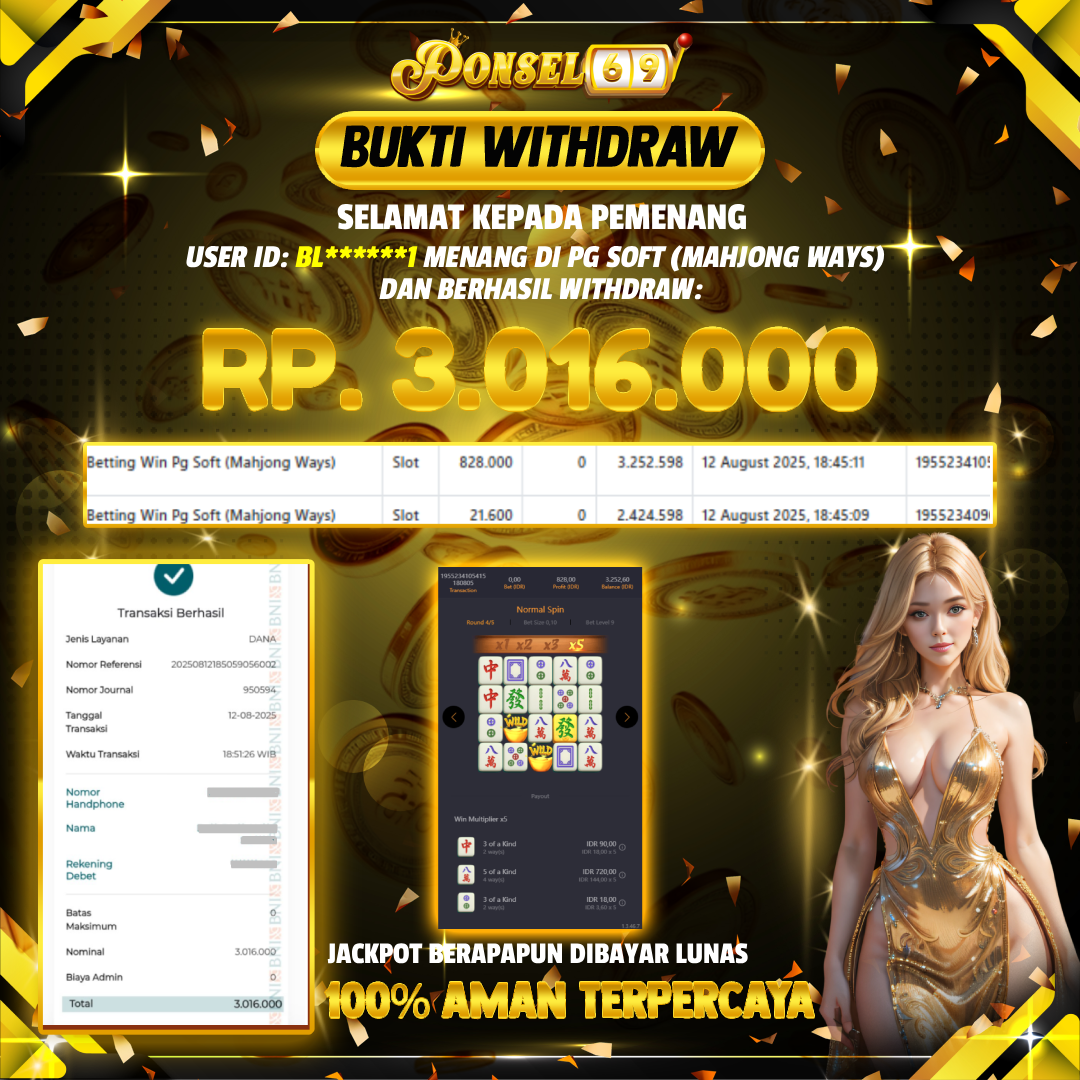 BUKTI WITHDRAW Pg Soft (Mahjong Ways) - PONSEL69