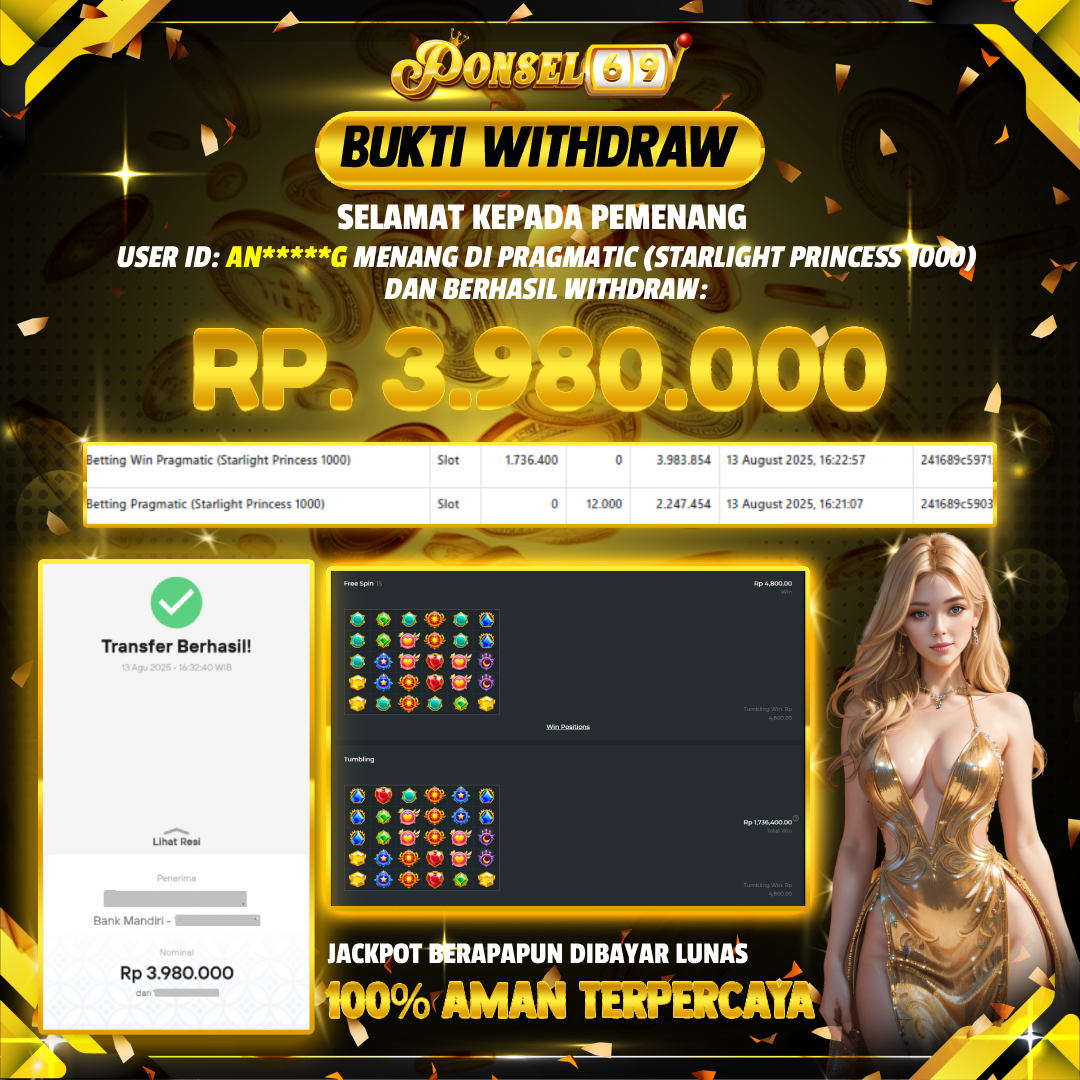 BUKTI WITHDRAW PRAGMATIC (STARLIGHT PRINCESS 1000) - PONSEL69