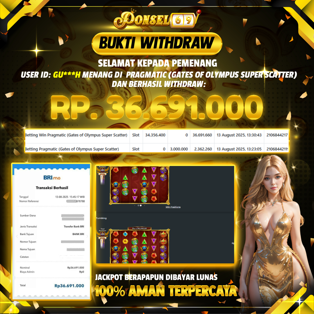 BUKTI WITHDRAW Pragmatic (gates of olympus super scatter) - PONSEL69