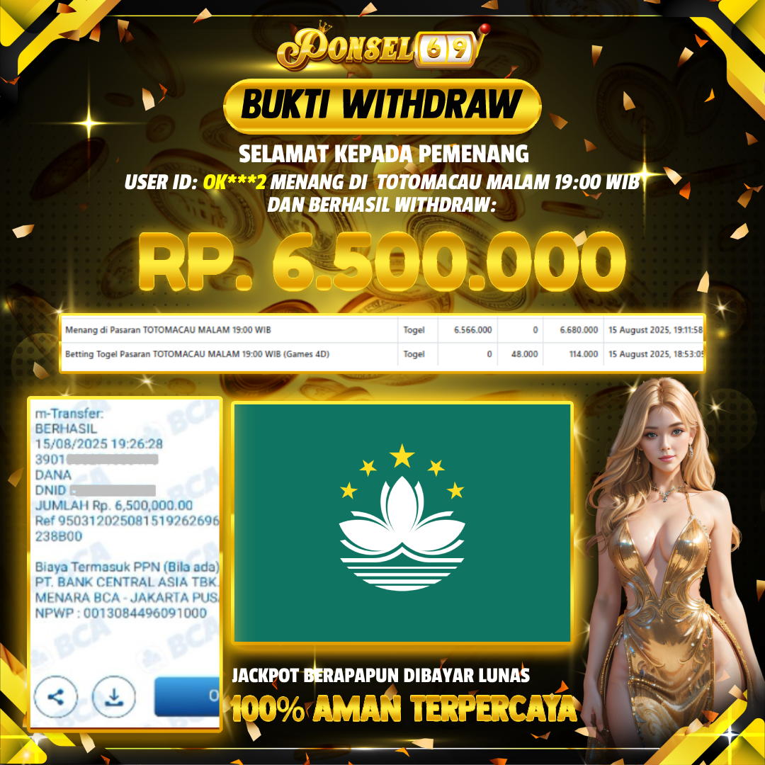 BUKTI WITHDRAW  TOTOMACAU MALAM 19:00 WIB - PONSEL69