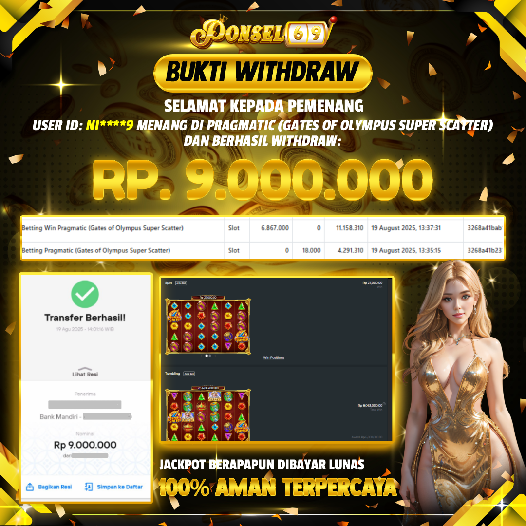 BUKTI WITHDRAW Pragmatic (Gates of Olympus Super Scatter) - PONSEL69