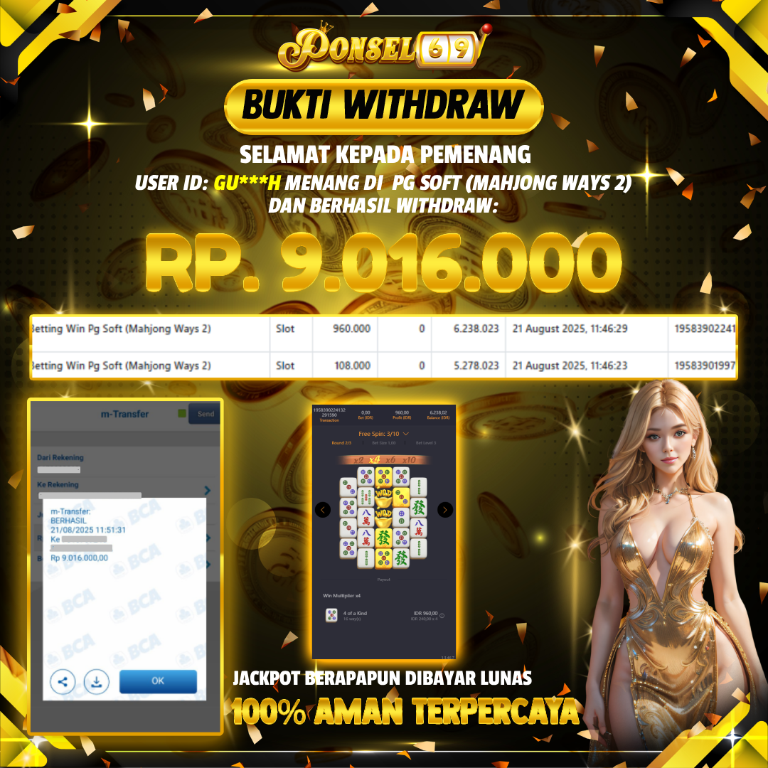 BUKTI WITHDRAW Pg Soft (Mahjong Ways 2) - PONSEL69