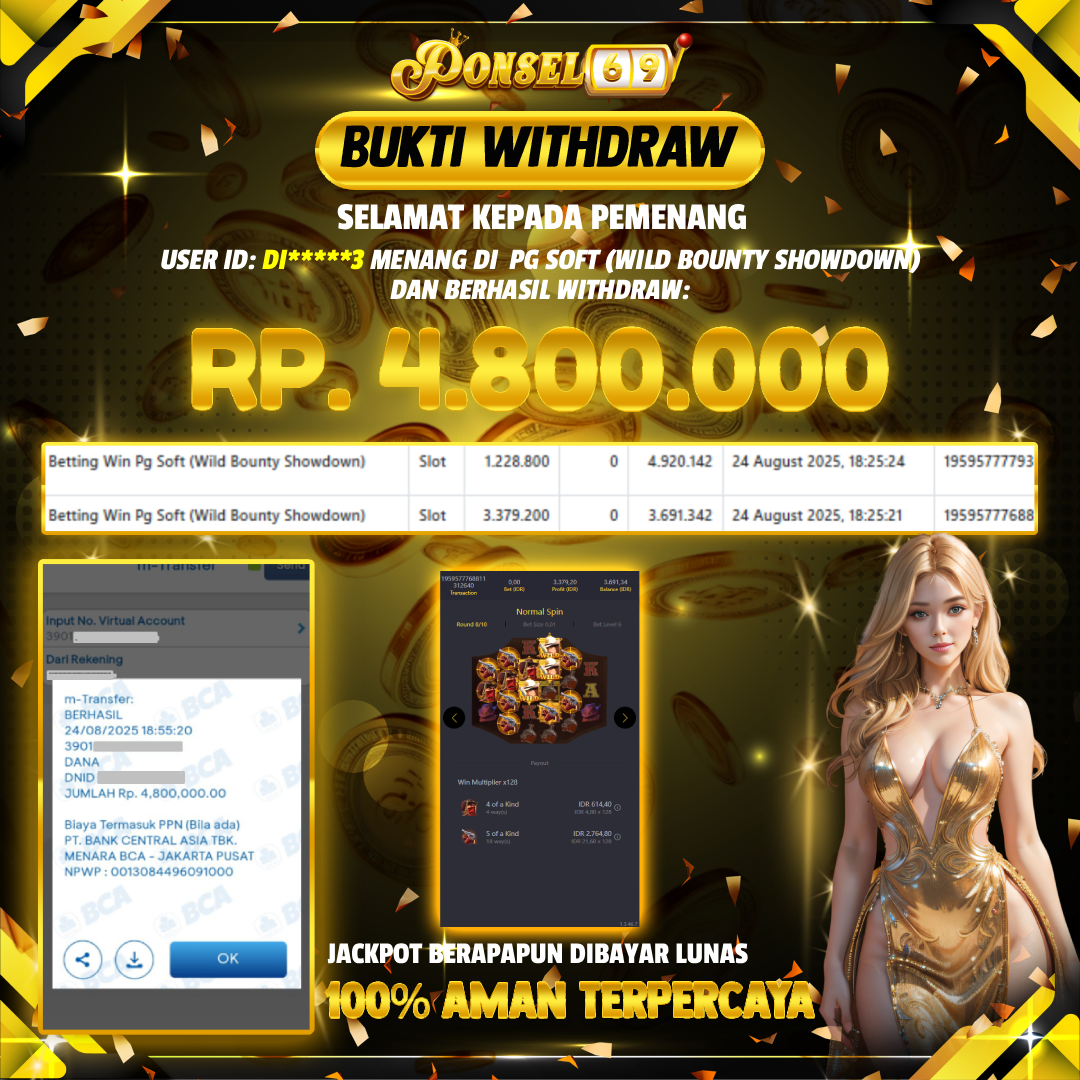 BUKTI WITHDRAW Pg Soft (Wild Bounty Showdown)  - PONSEL69