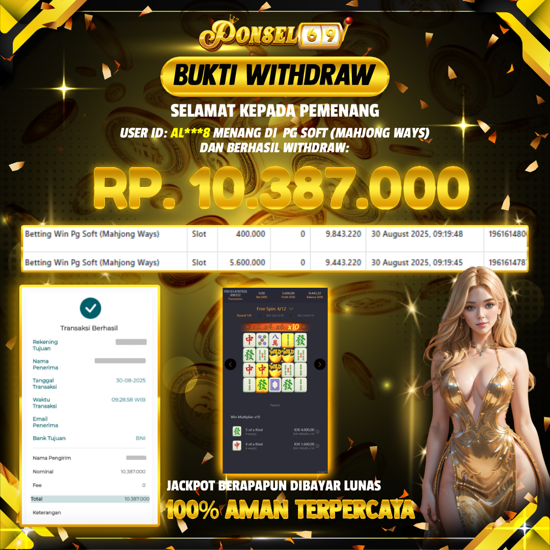 BUKTI WITHDRAW Pg Soft (Mahjong Ways) - PONSEL69