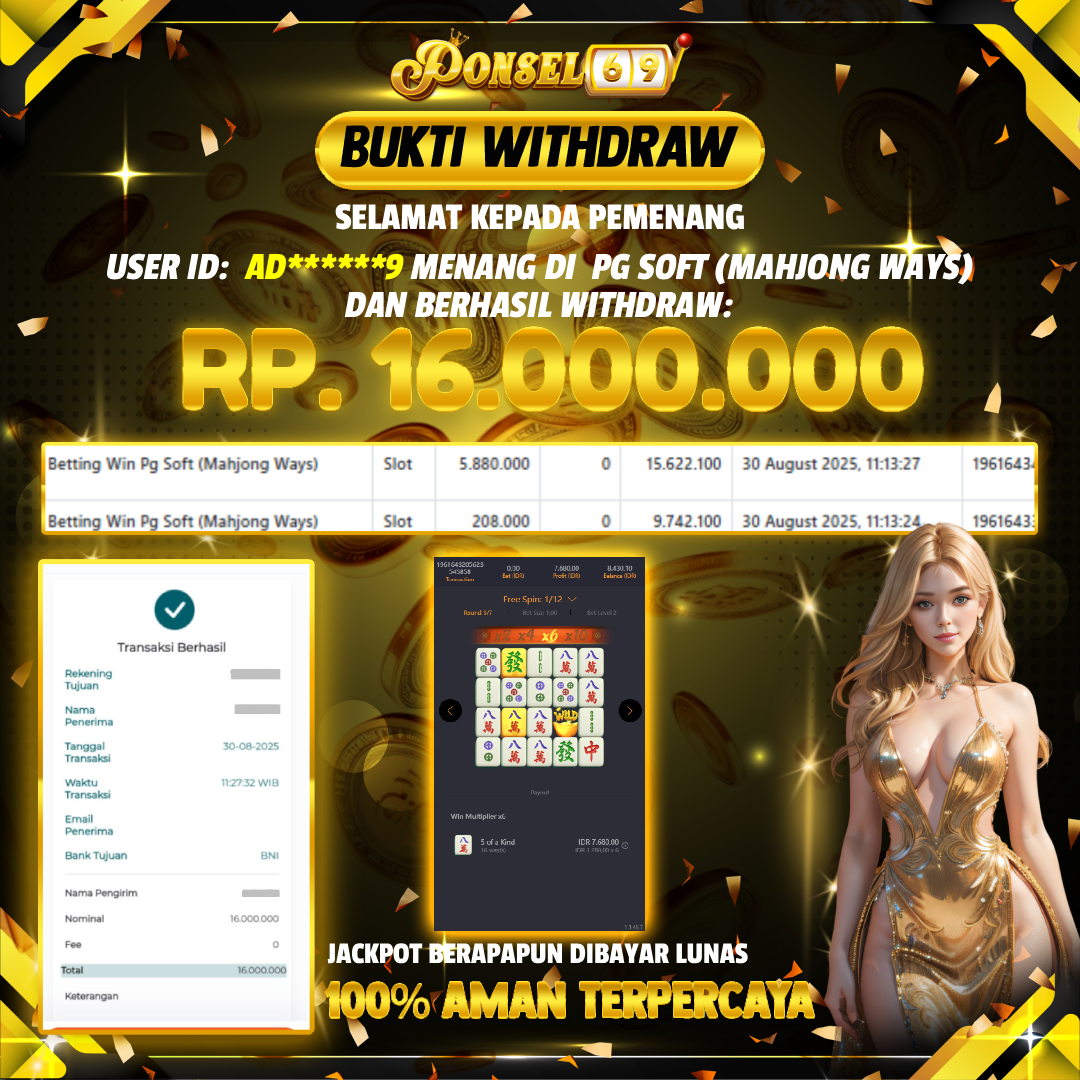 BUKTI WITHDRAW Pg Soft (Mahjong Ways)  - PONSEL69