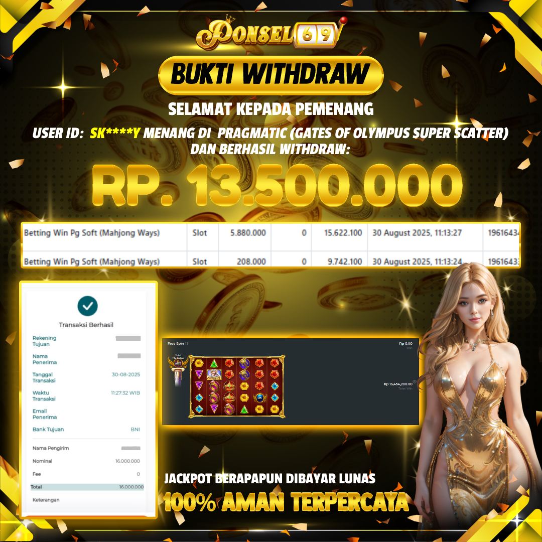 BUKTI WITHDRAW Pragmatic (Gates of Olympus Super Scatter) - PONSEL69