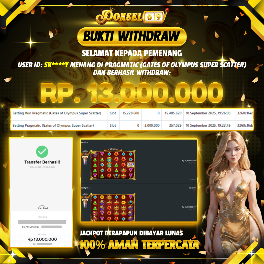 BUKTI WITHDRAW  Pragmatic (Gates of Olympus Super Scatter)🔥 - PONSEL69