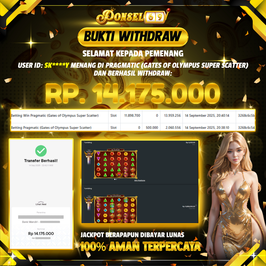 BUKTI WITHDRAW Pragmatic (Gates of Olympus Super Scatter) - PONSEL69