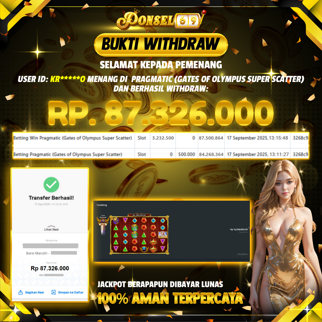BUKTI WITHDRAW Pragmatic (Gates of Olympus Super Scatter) - PONSEL69