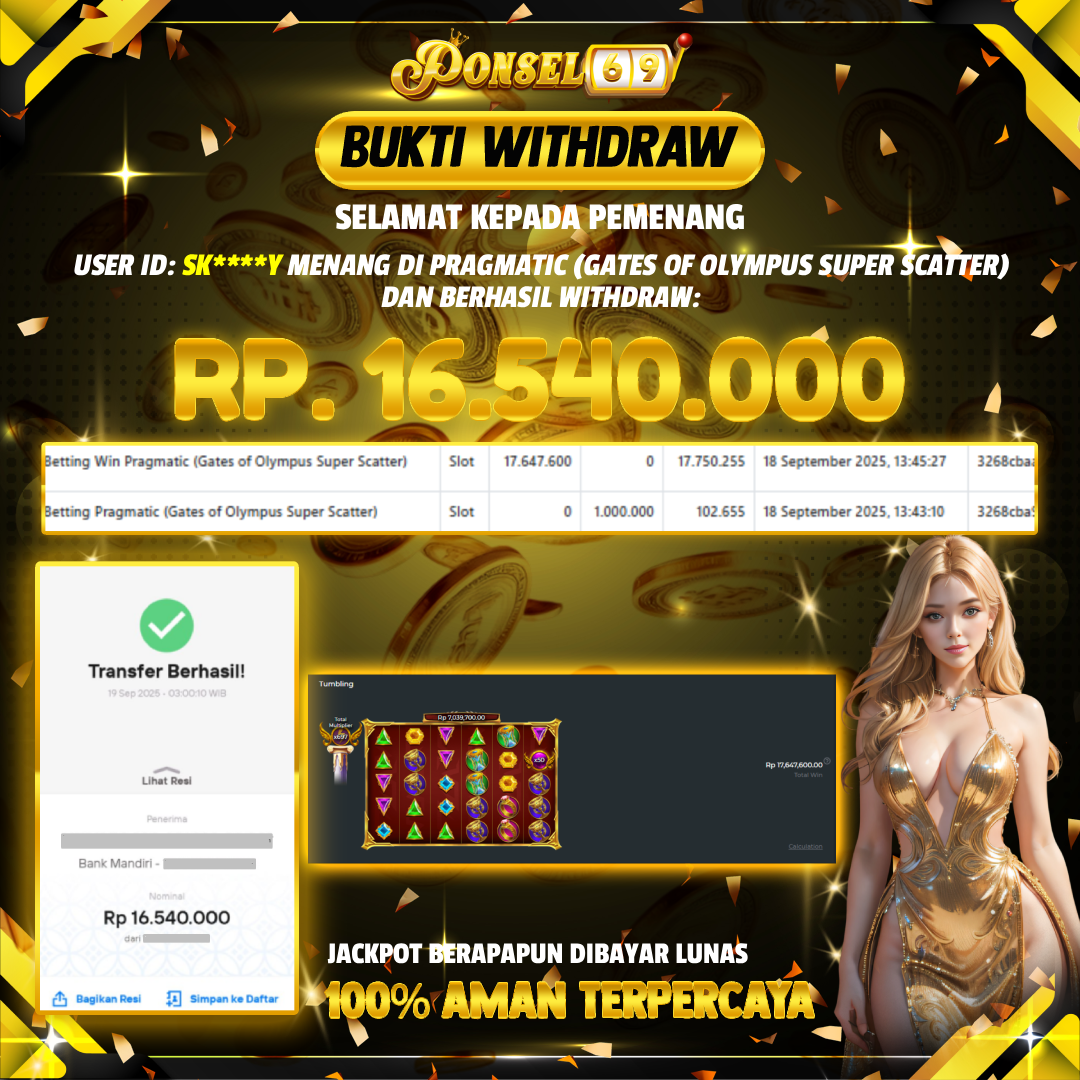 BUKTI WITHDRAW Pragmatic (Gates of Olympus Super Scatter)- PONSEL69