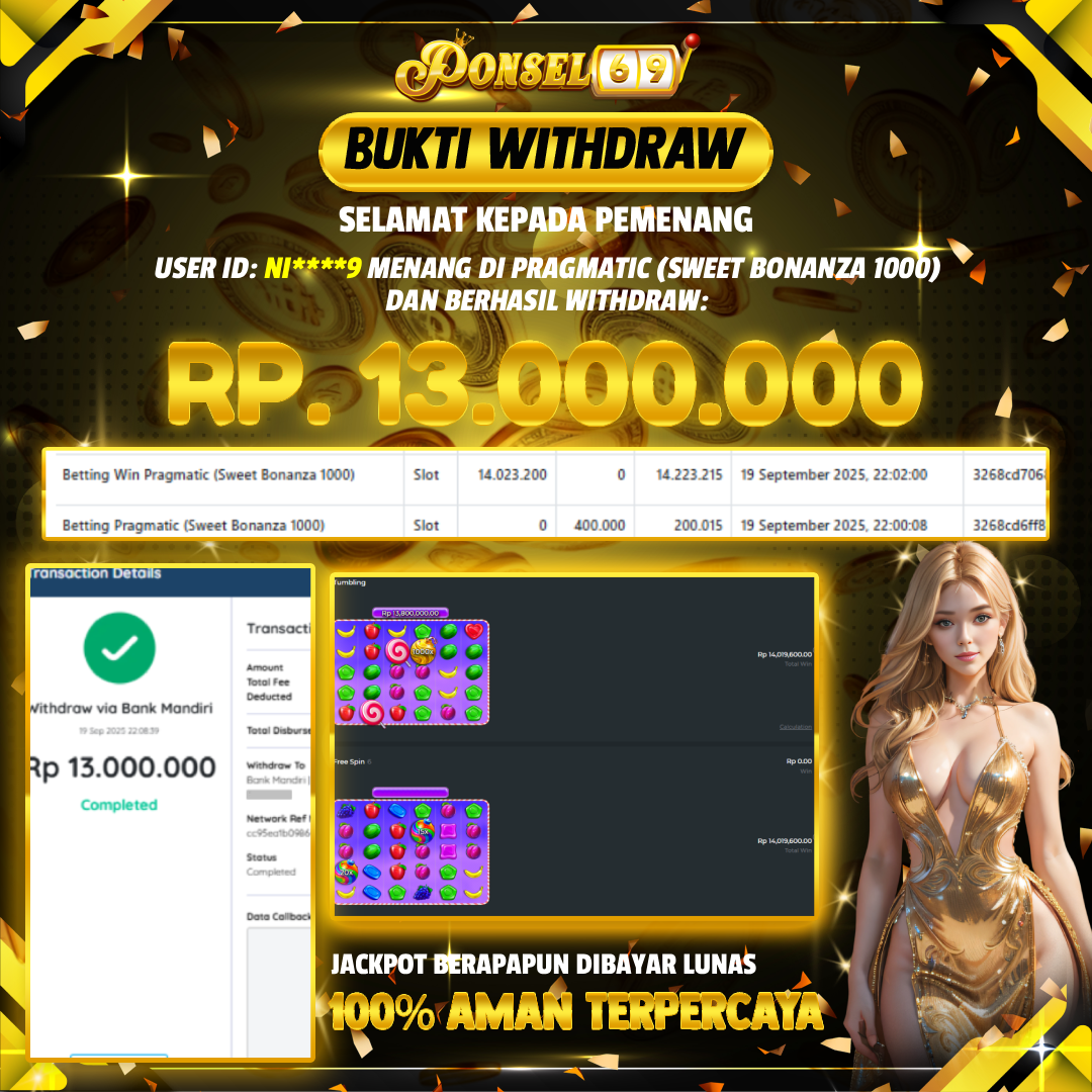 BUKTI WITHDRAW Pragmatic (Sweet Bonanza 1000) - PONSEL69
