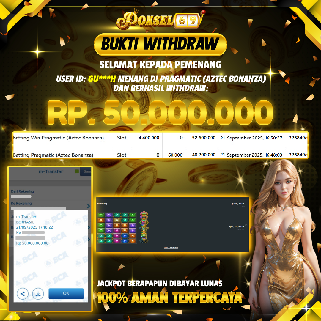 BUKTI WITHDRAW Pragmatic (Aztec Bonanza) - PONSEL69