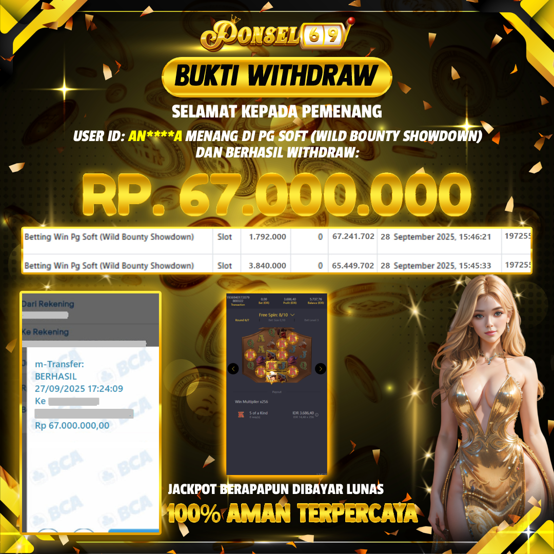 BUKTI WITHDRAW Pg Soft (Wild Bounty Showdown) - PONSEL69