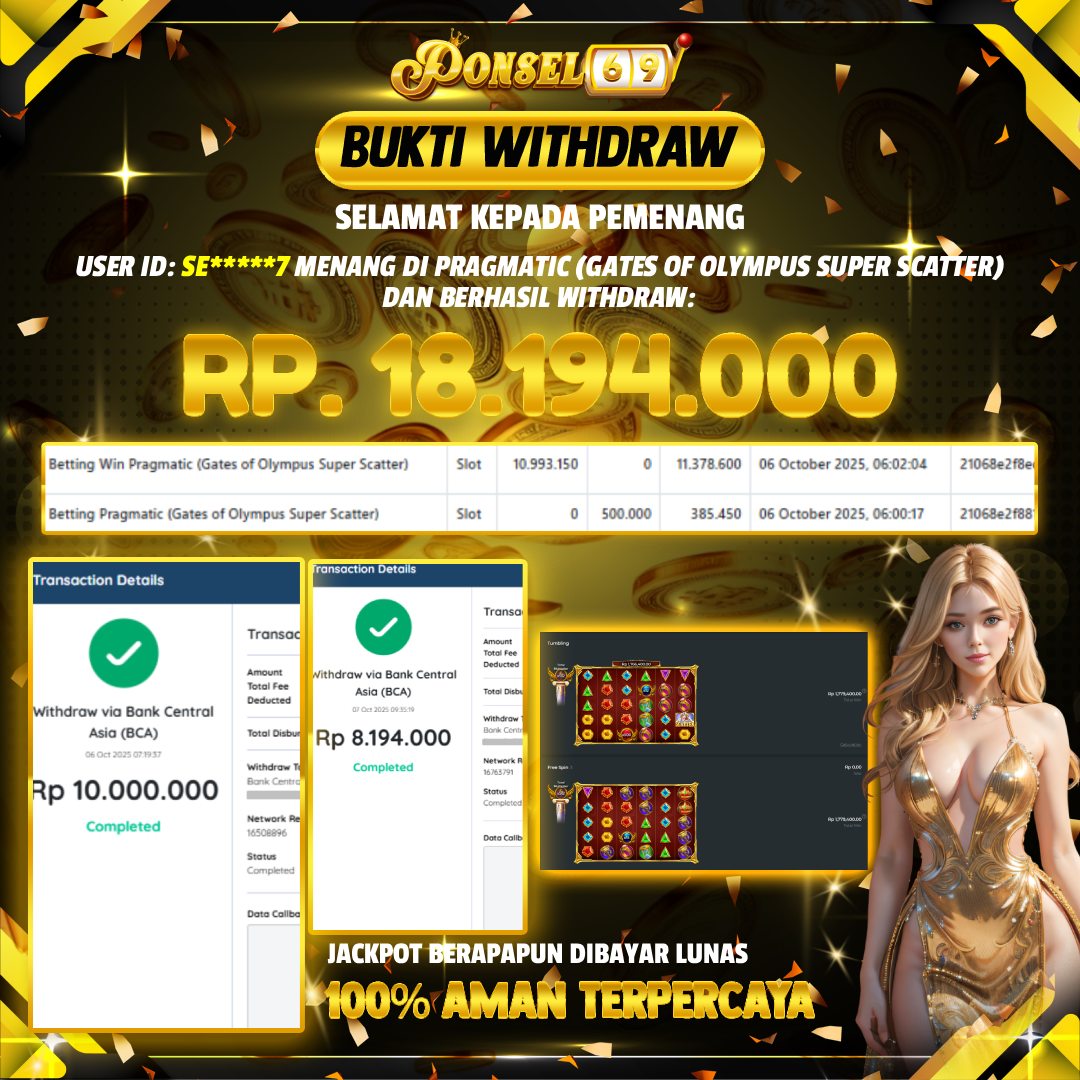 BUKTI WITHDRAW Pragmatic (Gates of Olympus Super Scatter) - PONSEL69