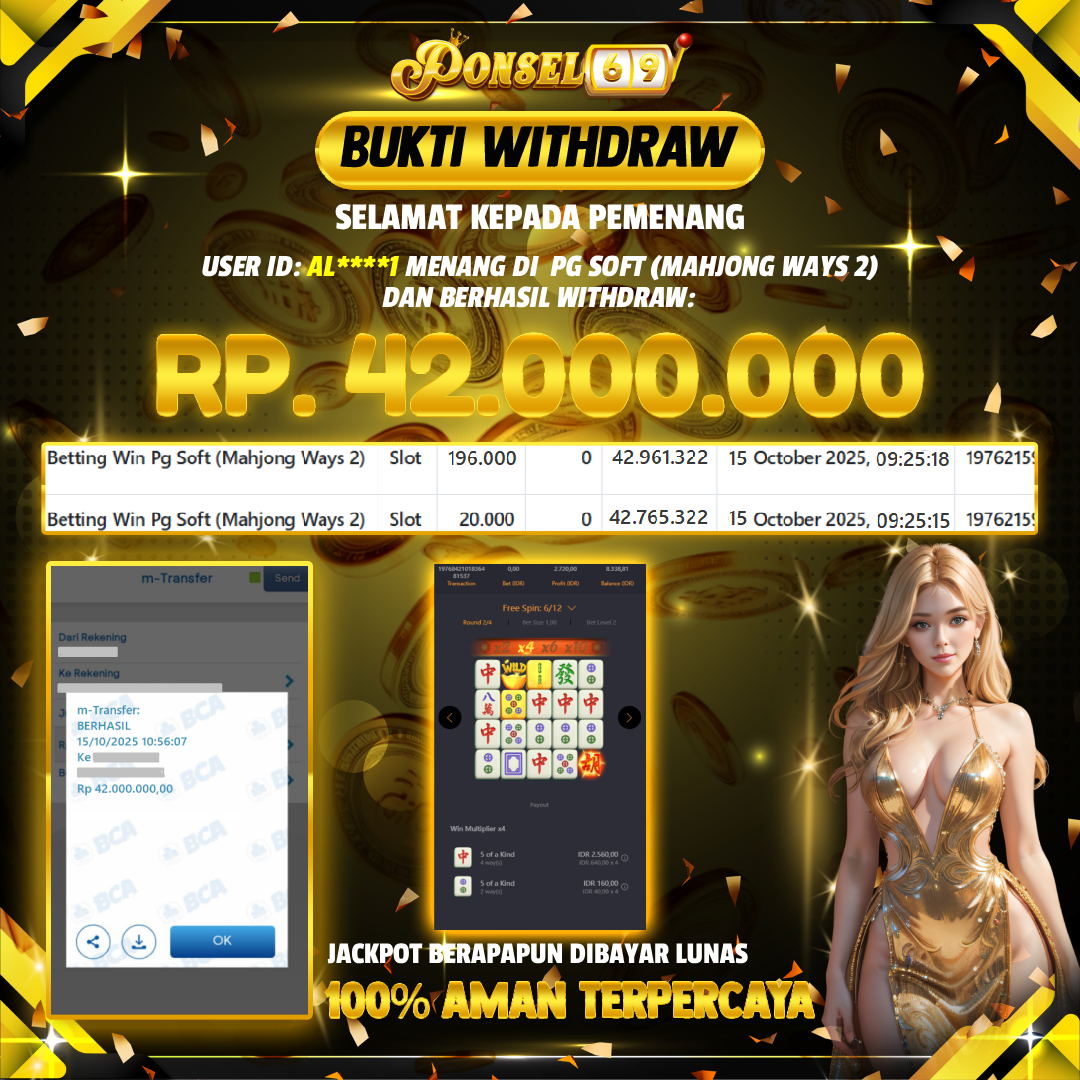 BUKTI WITHDRAW Pg Soft (Mahjong Ways 2) - PONSEL69