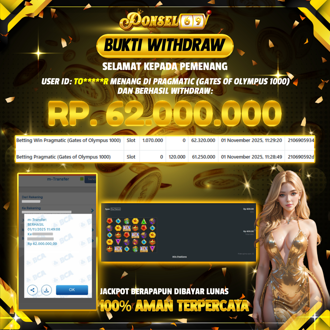 BUKTI WITHDRAW Pragmatic (Gates of Olympus 1000) - PONSEL69