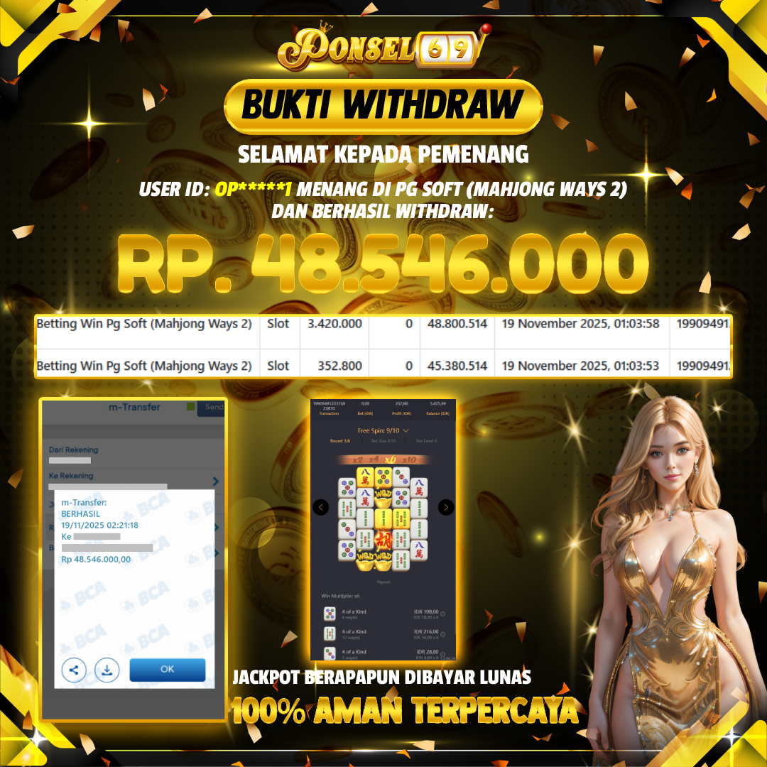 BUKTI WITHDRAW Pg Soft (Mahjong Ways 2) - PONSEL69