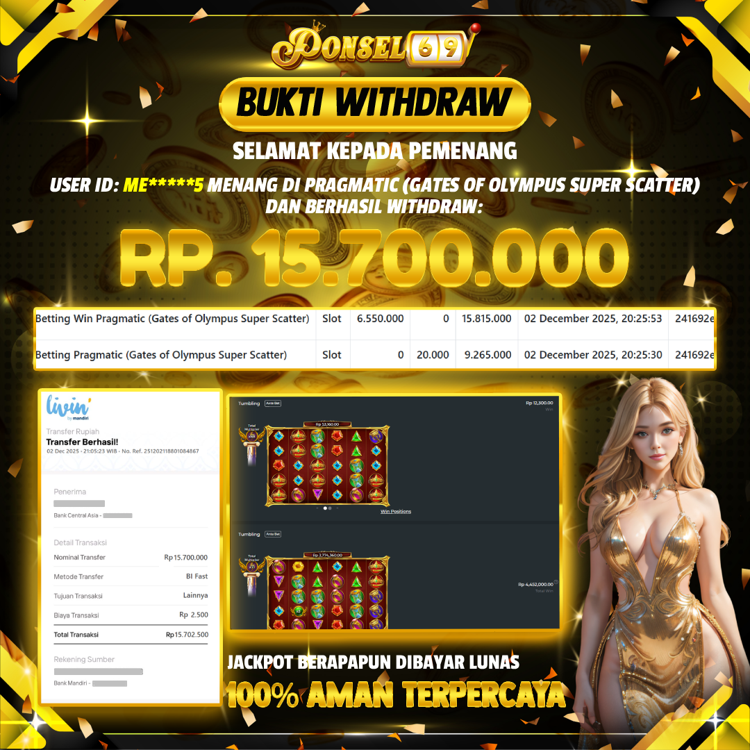 BUKTI WITHDRAW Pragmatic (Gates of Olympus Super Scatter) - PONSEL69