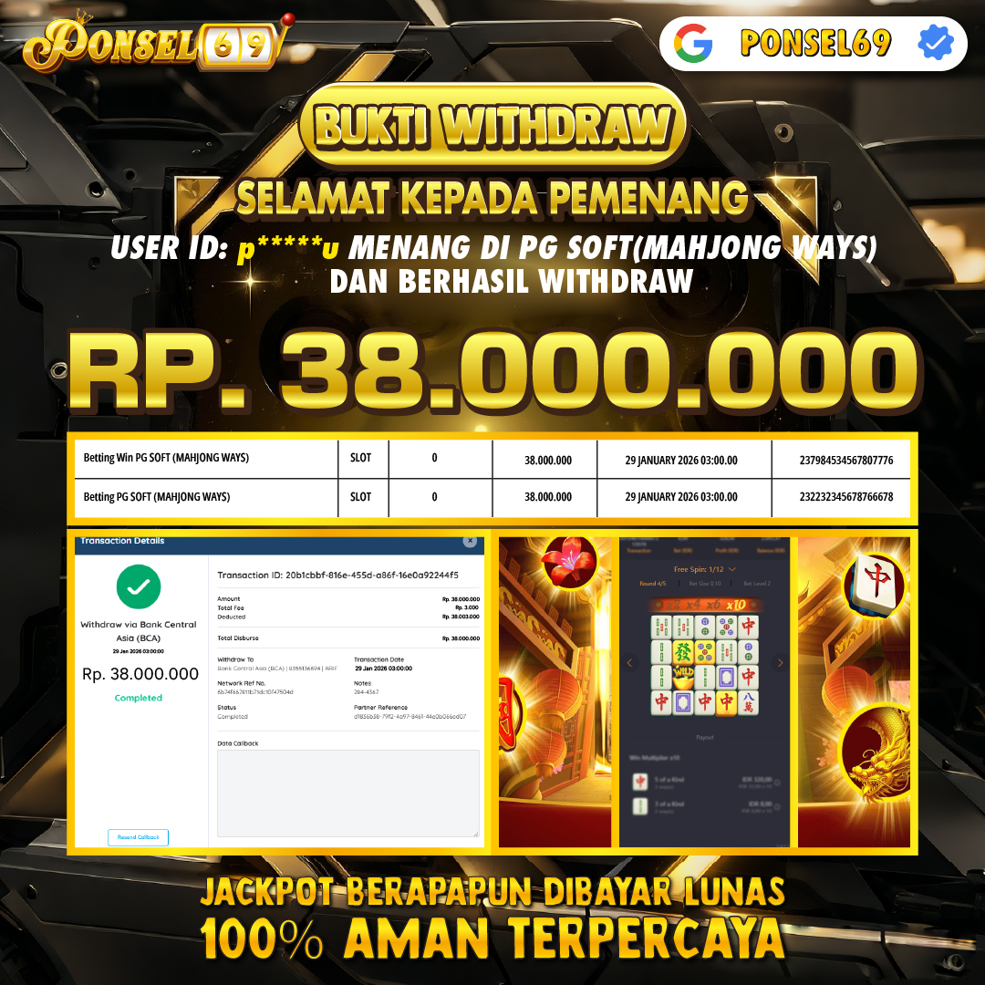 BUKTI WITHDRAW PG SOFT (Mahjong Ways) - PONSEL69