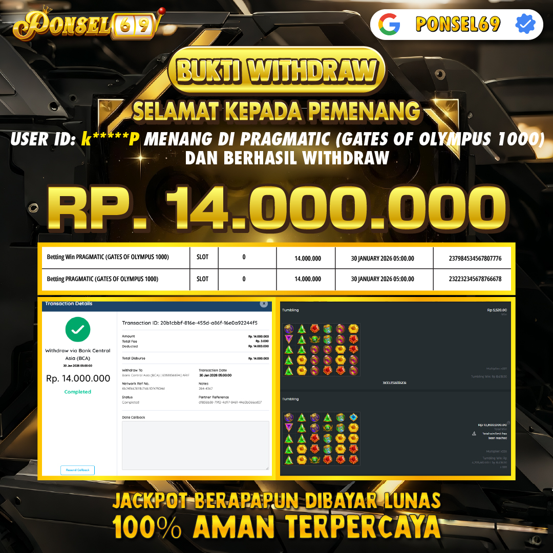 BUKTI WITHDRAW Pragmatic (Gates of Olympus 1000) - PONSEL69