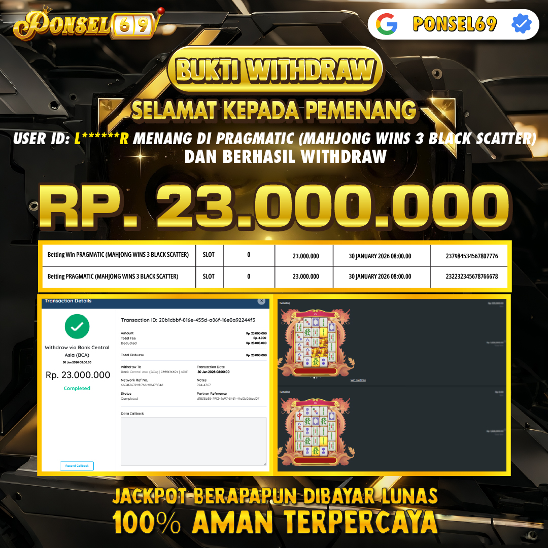 BUKTI WITHDRAW Pragmatic (Mahjong Wins 3 Black Scatter) - PONSEL69