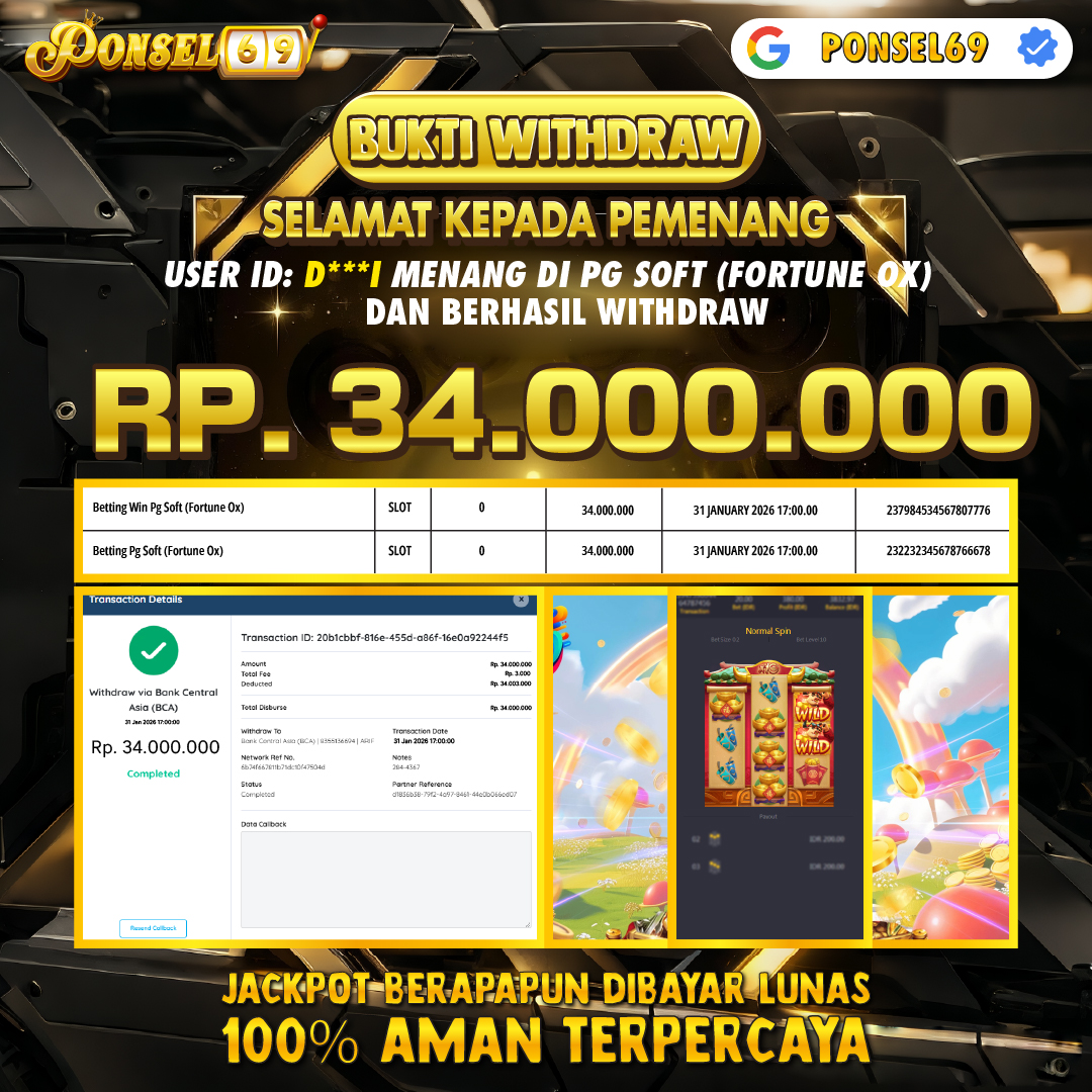 BUKTI WITHDRAW  (Pg Soft (Fortune Ox)) - PONSEL69