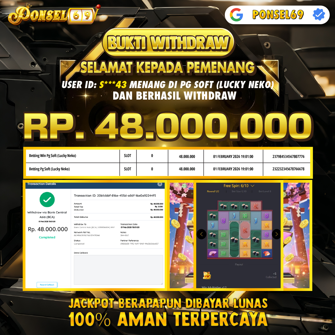 BUKTI WITHDRAW Pg Soft (Lucky Neko) - PONSEL69