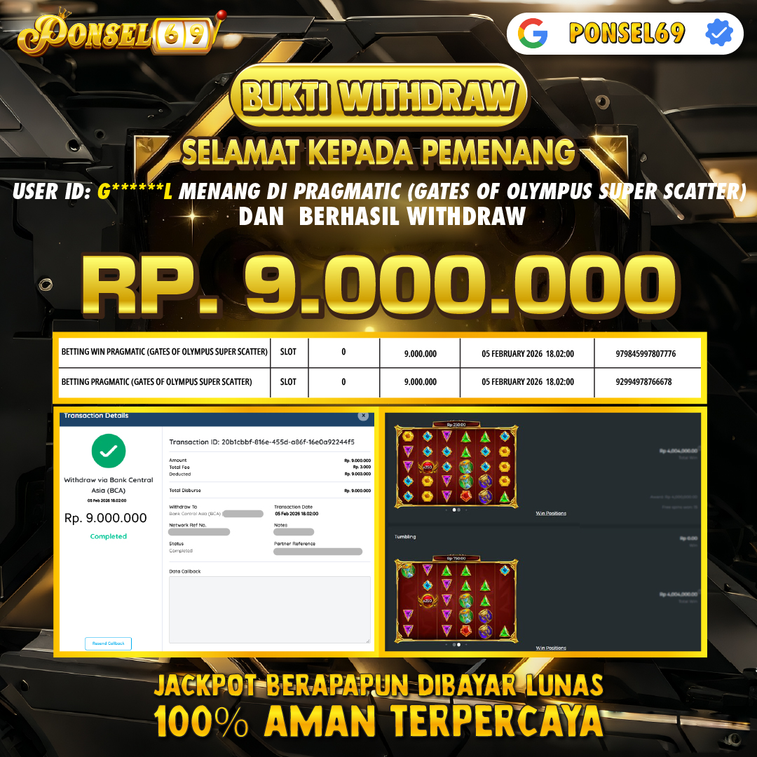 BUKTI WITHDRAW  Pragmatic (Gates of Olympus Super Scatter) - PONSEL69
