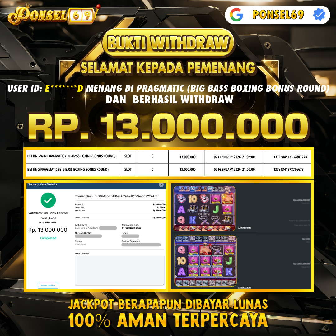 BUKTI WITHDRAW Pragmatic (Big Bass Boxing Bonus Round) - PONSEL69