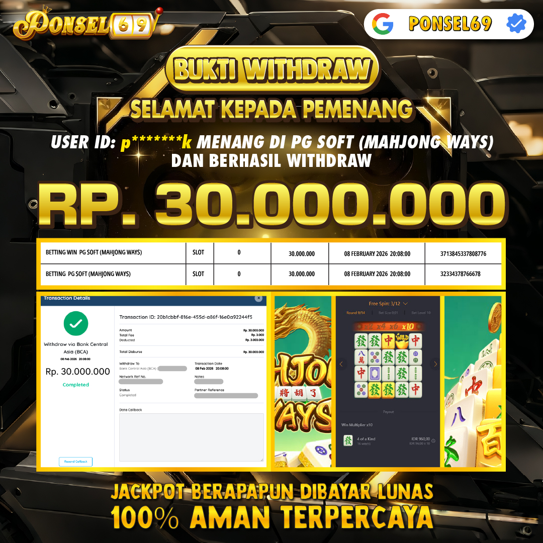 BUKTI WITHDRAW Pg Soft (Mahjong Ways) - PONSEL69