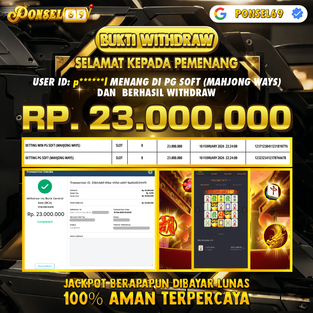 BUKTI WITHDRAW Pg Soft (Mahjong Ways) - PONSEL69
