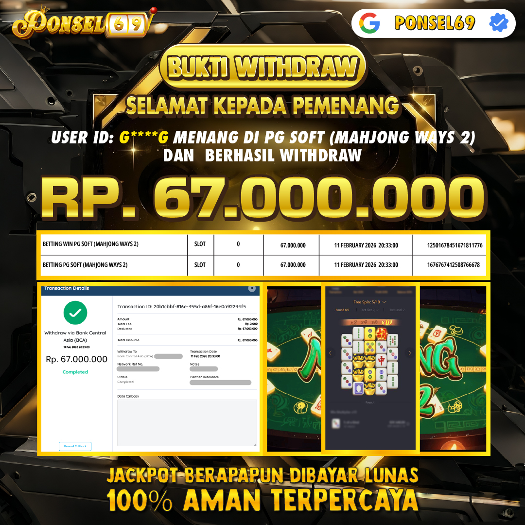 BUKTI WITHDRAW Pg Soft (Mahjong Ways 2) - PONSEL69