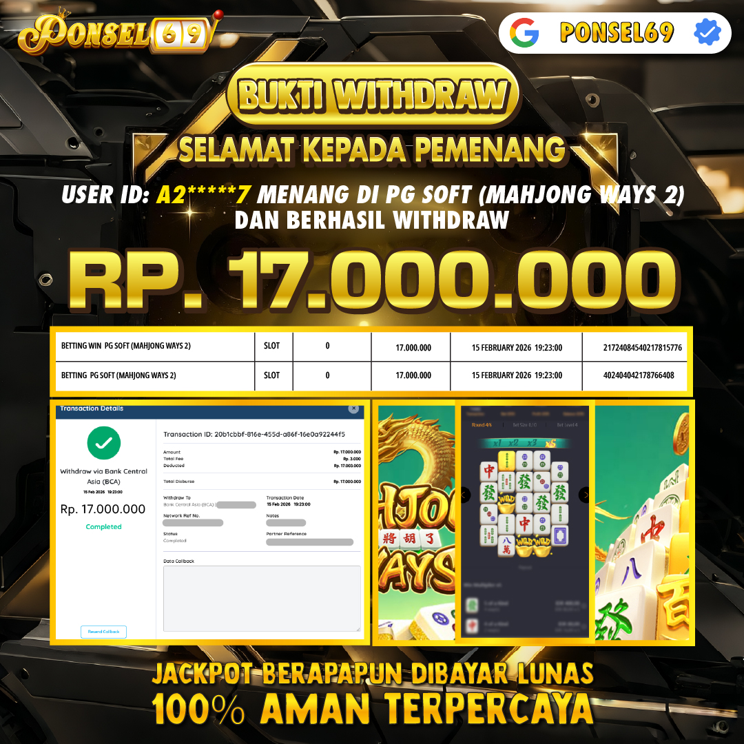 BUKTI WITHDRAW PG SOFT (MAHJONG WAYS2) - PONSEL69