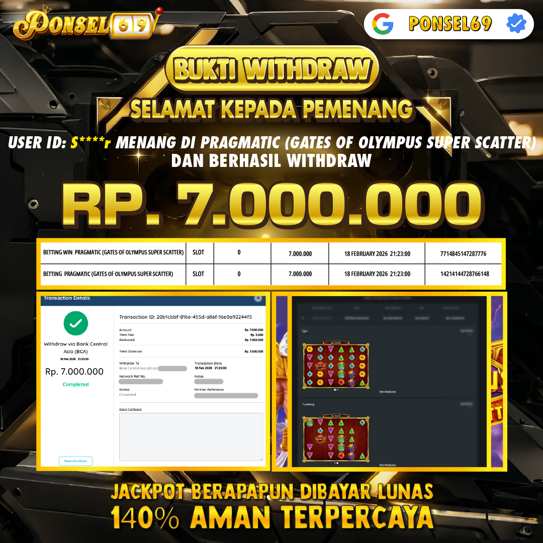 BUKTI WITHDRAW Pragmatic (Gates of Olympus Super Scatter)  - PONSEL69