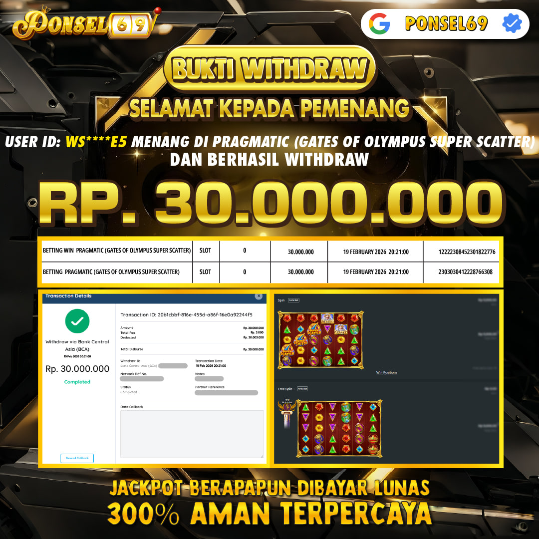 BUKTI WITHDRAW Pragmatic (Gates of Olympus Super Scatter) - PONSEL69