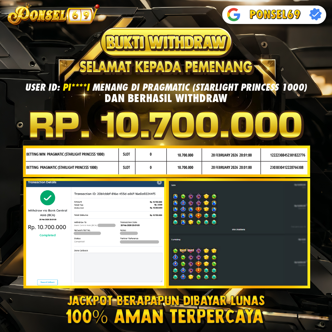 BUKTI WITHDRAW  Pragmatic (Starlight Princess 1000) - PONSEL69