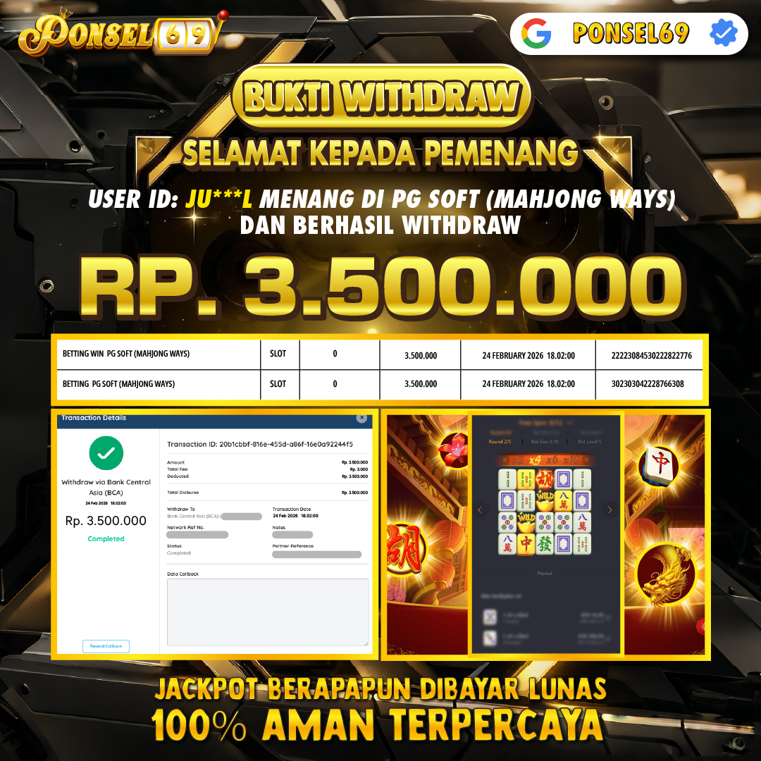 BUKTI WITHDRAW Pg Soft (Mahjong Ways) - PONSEL69
