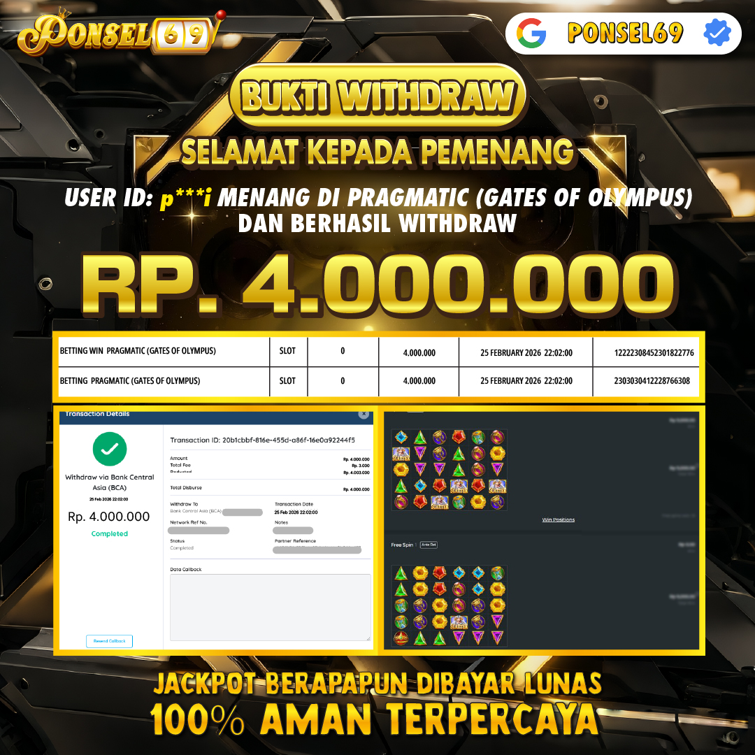 BUKTI WITHDRAW Pragmatic (Gates of Olympus) - PONSEL69