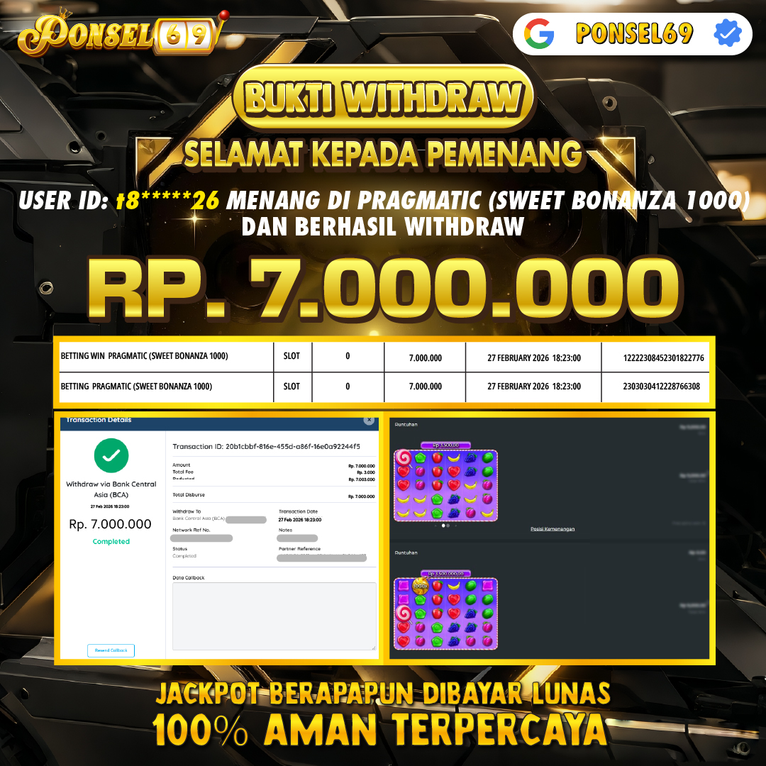 BUKTI WITHDRAW Pragmatic (Sweet Bonanza 1000) - PONSEL69