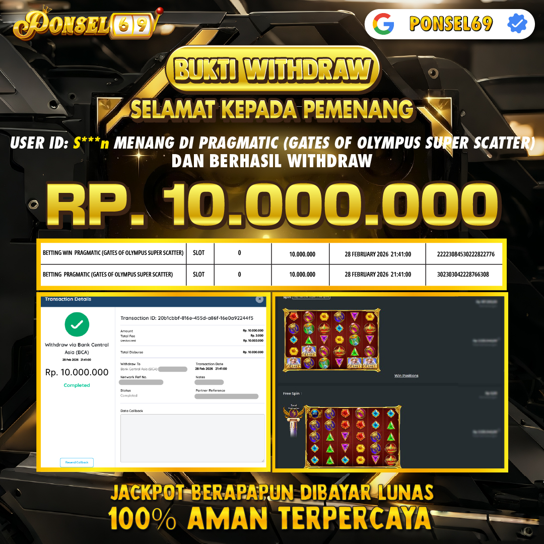 BUKTI WITHDRAW Pragmatic (Gates of Olympus Super Scatter) - PONSEL69