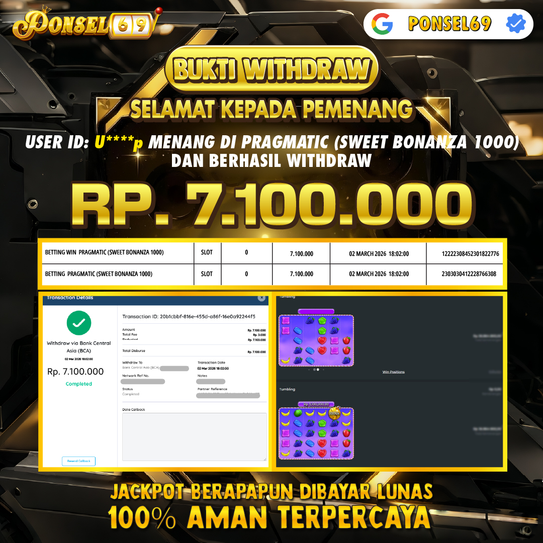 BUKTI WITHDRAW Pragmatic (Sweet Bonanza 1000) - PONSEL69