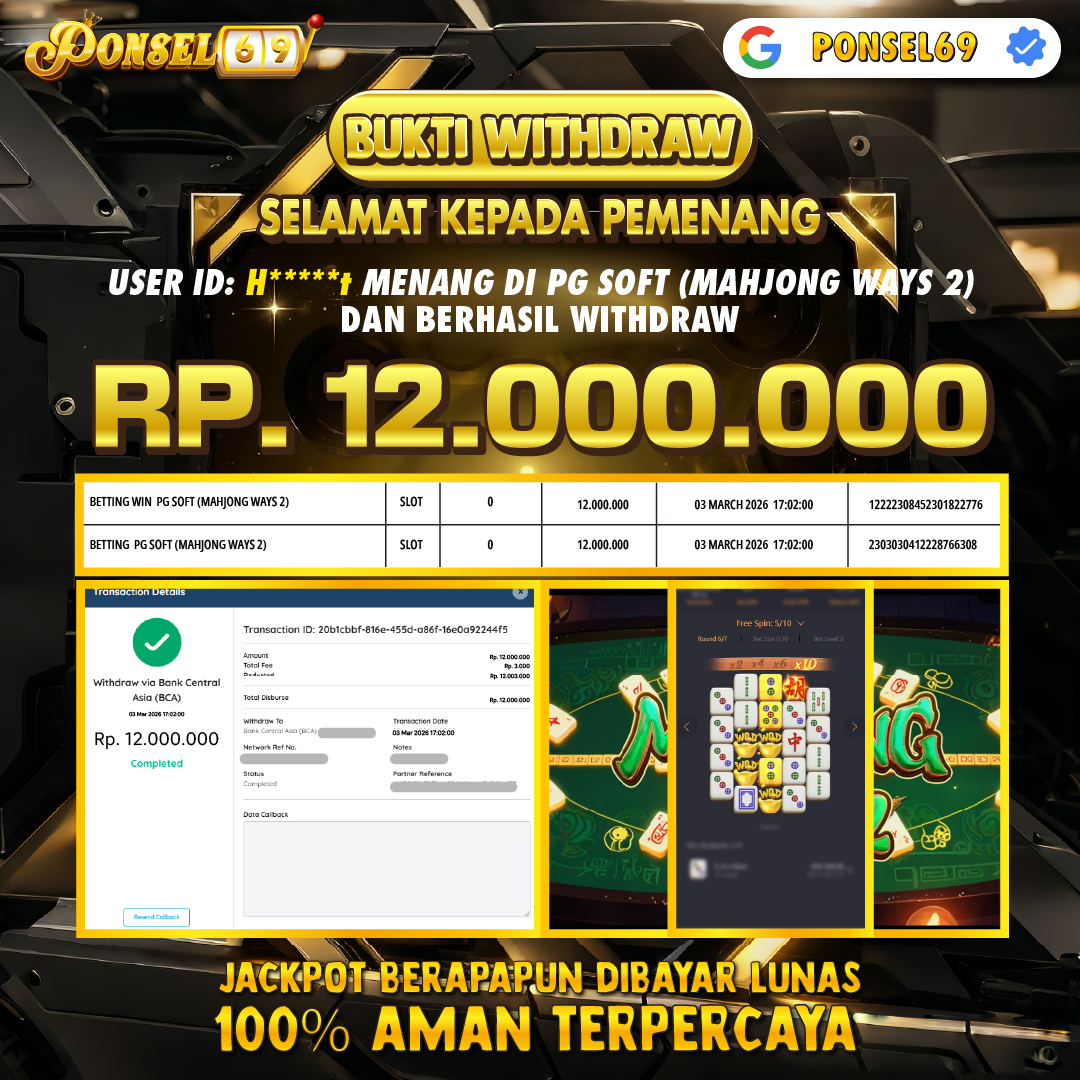 BUKTI WITHDRAW Pg Soft (Mahjong Ways 2) - PONSEL69
