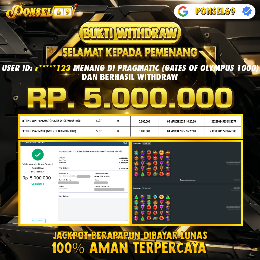 BUKTI WITHDRAW Pragmatic (Gates of Olympus 1000) - PONSEL69