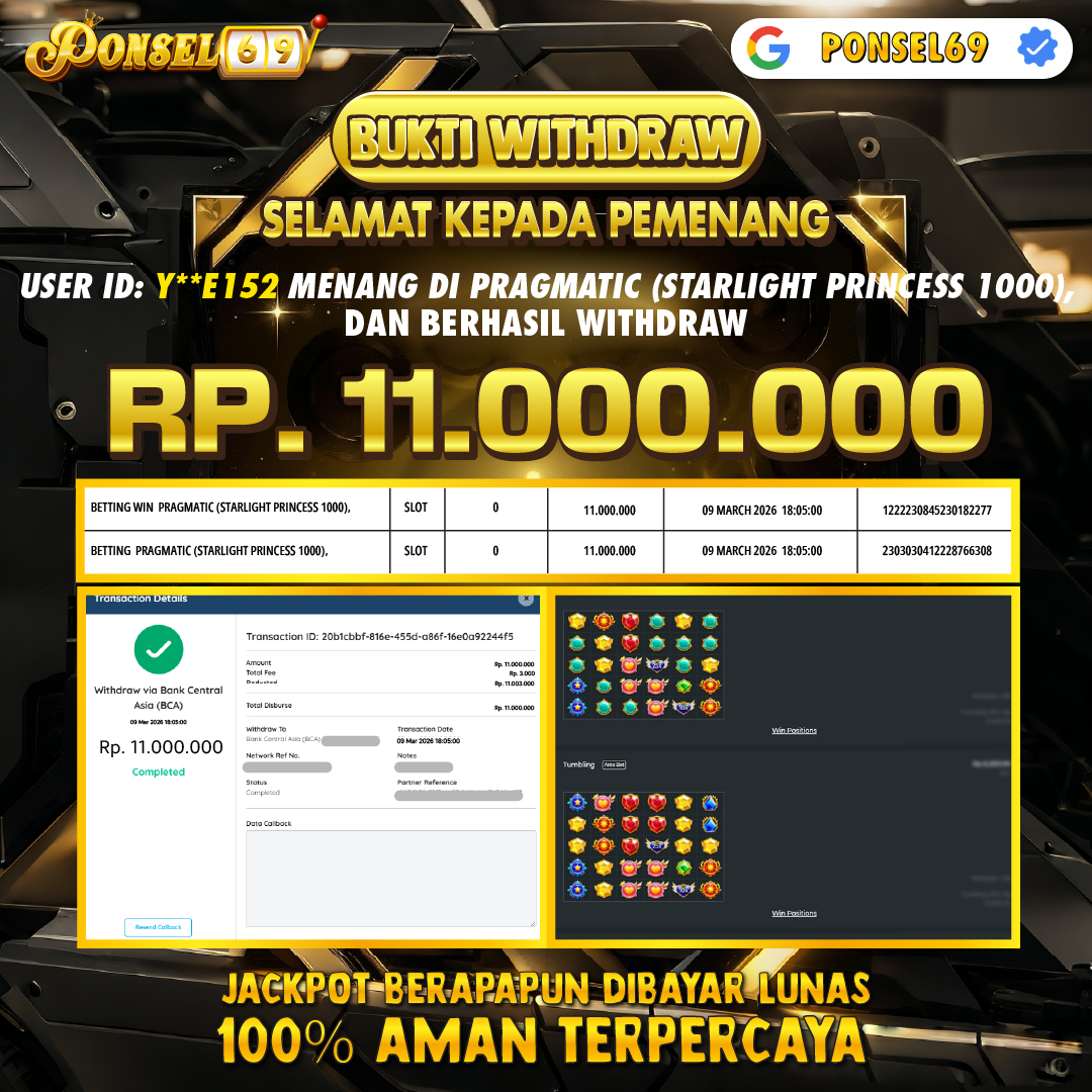 BUKTI WITHDRAW  Pragmatic (Starlight Princess 1000) - PONSEL69