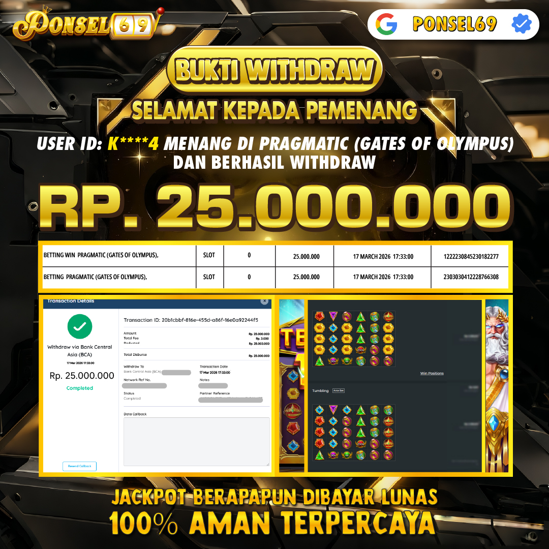 BUKTI WITHDRAW Pragmatic (Gates of Olympus) - PONSEL69