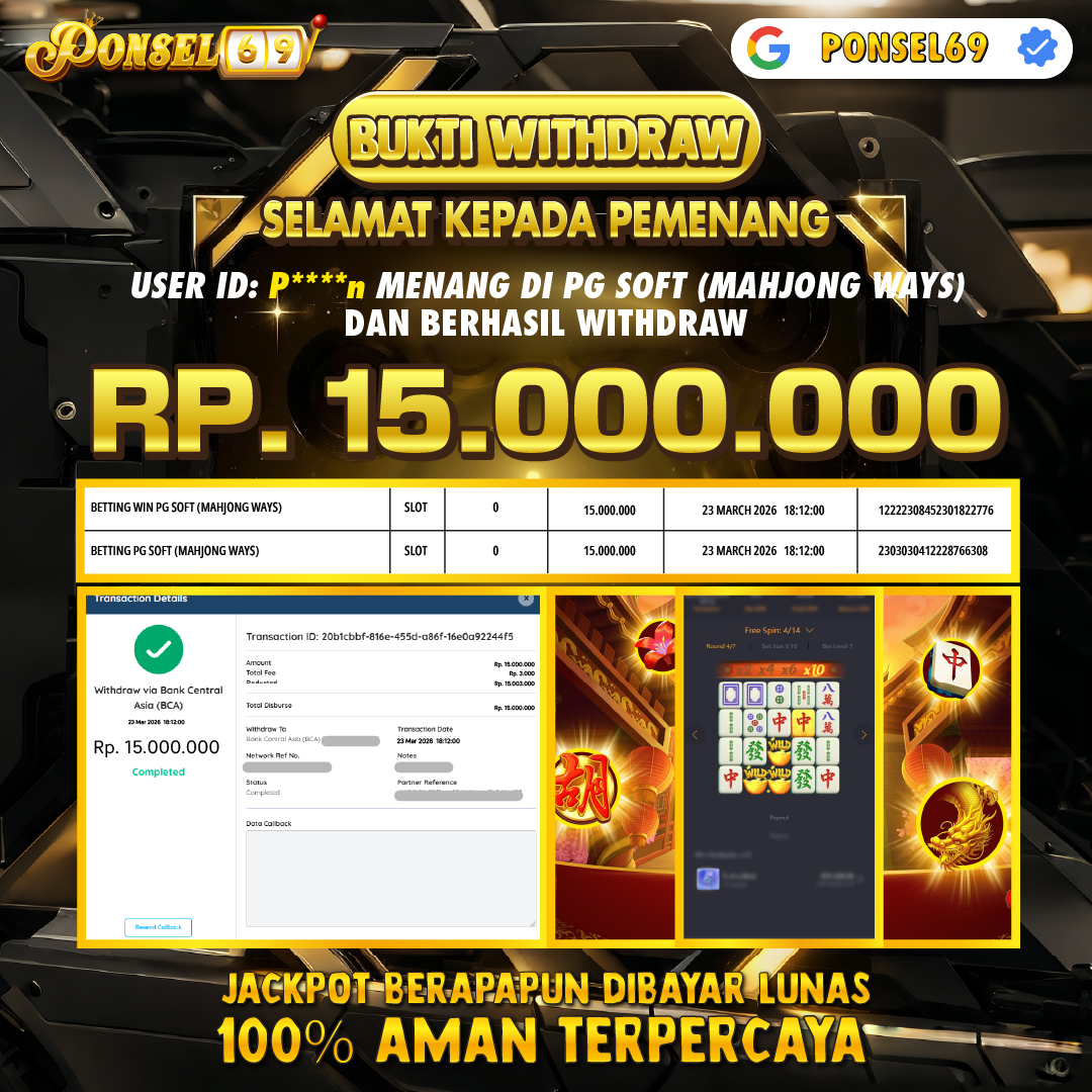 BUKTI WITHDRAW Pg Soft (Mahjong Ways) - PONSEL69