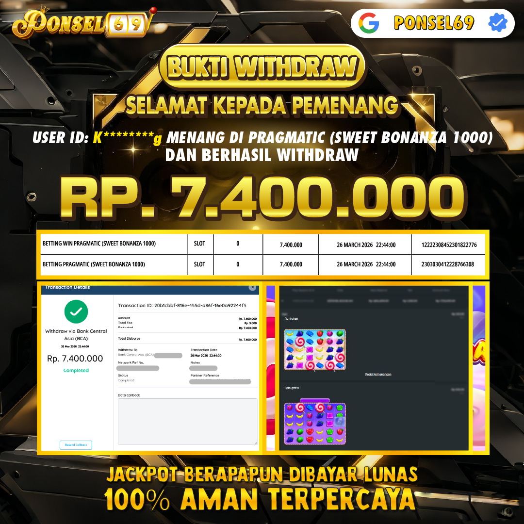BUKTI WITHDRAW Pragmatic (Sweet Bonanza 1000) - PONSEL69