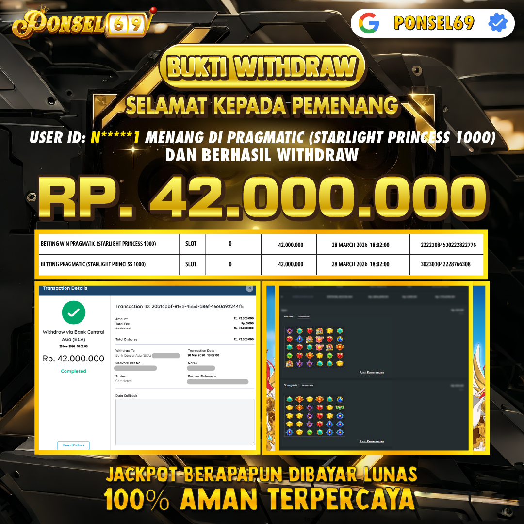 BUKTI WITHDRAW  Pragmatic (Starlight Princess 1000) - PONSEL69