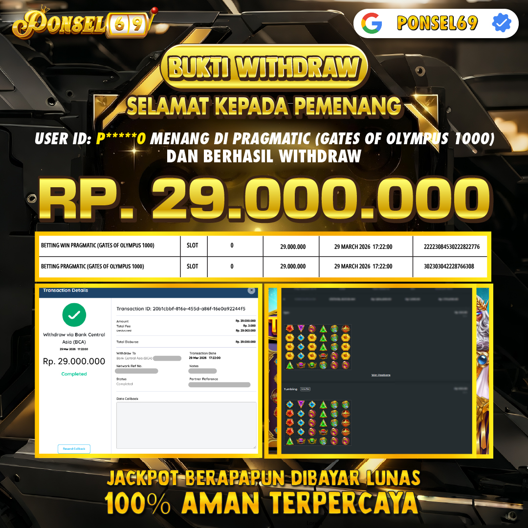 BUKTI WITHDRAW Pragmatic (Gates of Olympus 1000) - PONSEL69