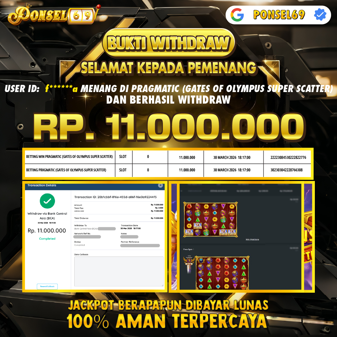 BUKTI WITHDRAW  Pragmatic (Gates of Olympus Super Scatter) - PONSEL69